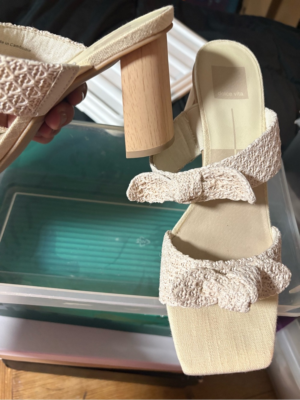 Dolce Vita Beige Crochet Knot Slide Mules - Picture 2 of 3